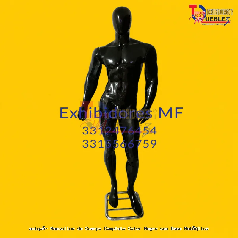 aniquí Masculino de Cuerpo Completo Color Negro con Base Metálica
